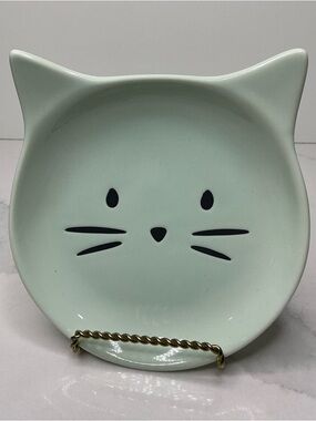 Signature Ceramic Bowl Cat Face Shaped Trinket Dish Mint New